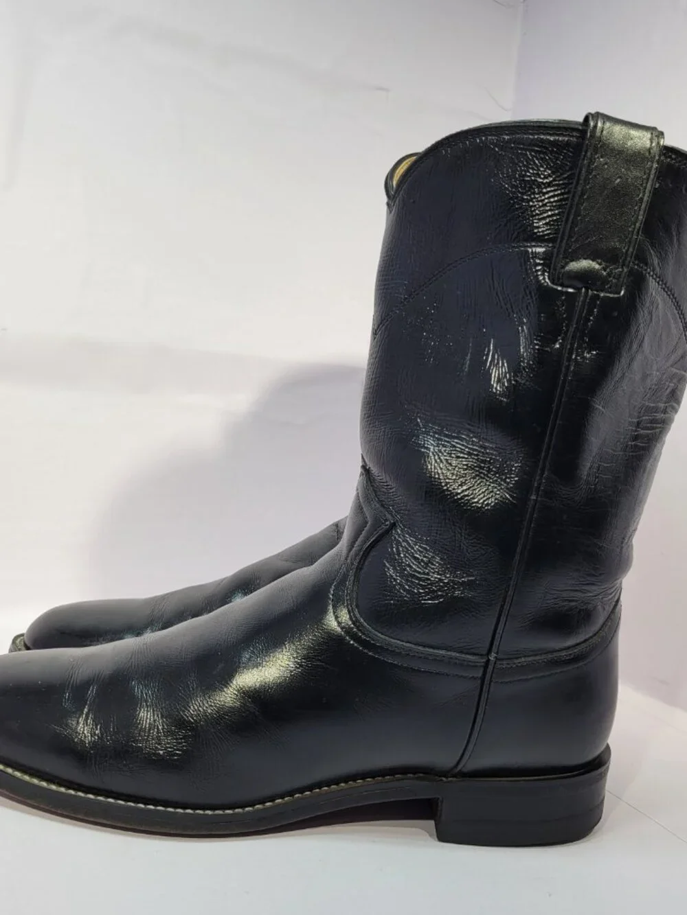 Justin Jackson Classic Men's Size 8.5D Black Leather Western Roper Boots 3133